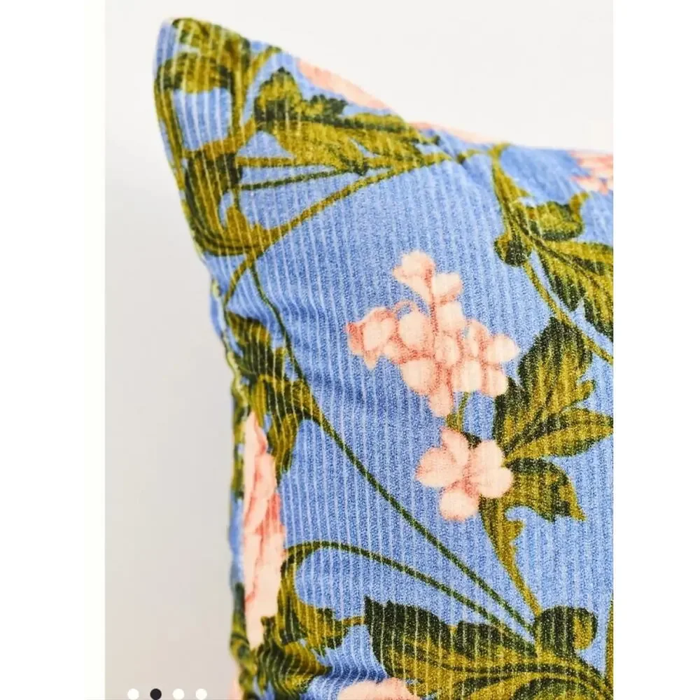Anthropologie Celia Velvet Cord Floral Pillow 18 In By 18 In
